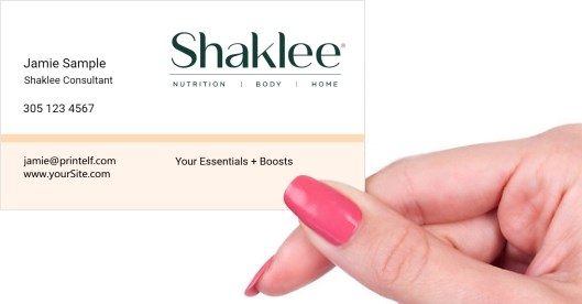 Hand holding business card -  Your Essentials + Boosts