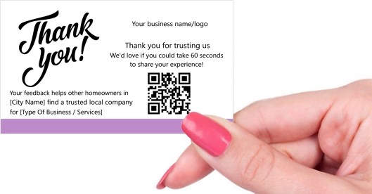 Hand holding business card -  Thank you card 1