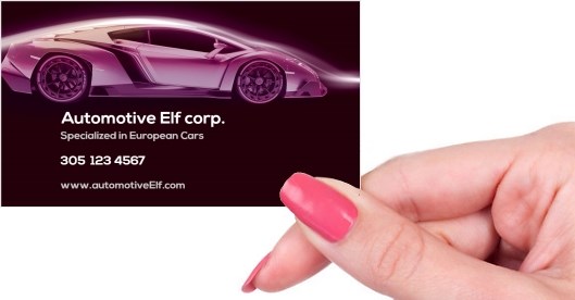 Hand holding business card -  Automotive Lamborghini business card