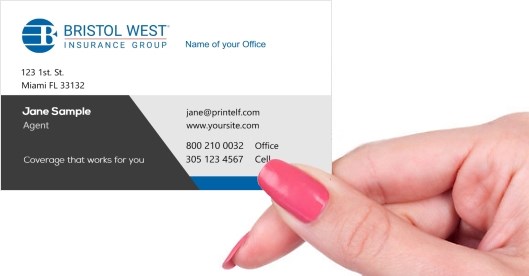 Hand holding business card -  Bristol West Insurance Agent