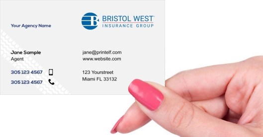 Hand holding business card -  Bristol West Insurance