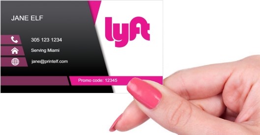 Hand holding business card -  Lyft Uber combo new log business card