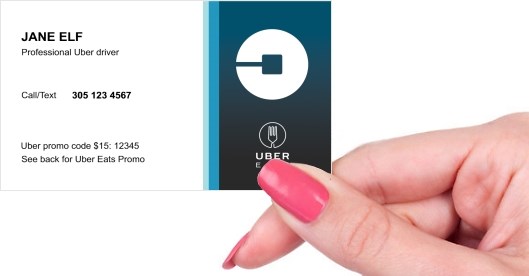 Hand holding business card -  Uber Eats business card