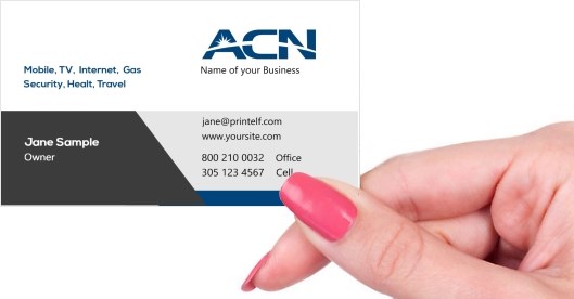 Hand holding business card -  ACN affiliate