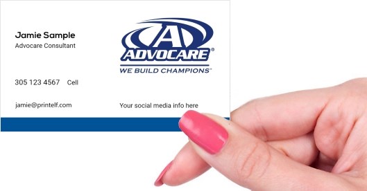 Hand holding business card -  Advocare Consultant