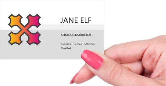 Hand holding business card -  Aerobics Instructor business card