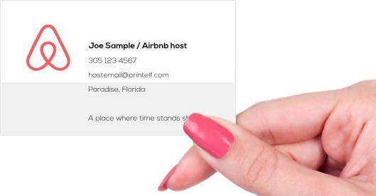 Hand holding business card -  Airbnb host business card