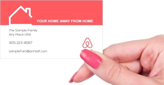 Hand holding business card -  Airbnb vacation business card