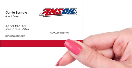 Hand holding business card -  Amsoil dealer