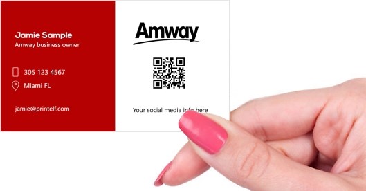 Hand holding business card -  Amway-Business-Owner