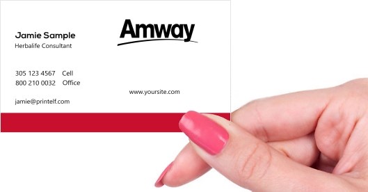 Hand holding business card -  Amway Essential