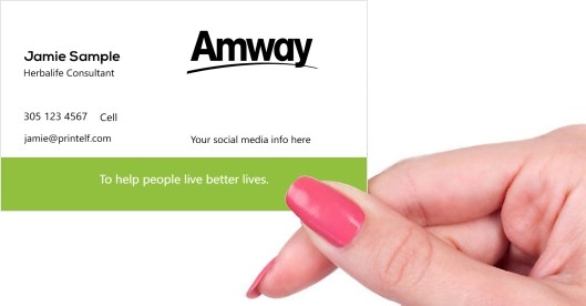 Hand holding business card -  Amway Health