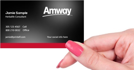 Hand holding business card -  Amway Representative