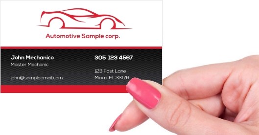 Hand holding business card -  Automotive car service business card