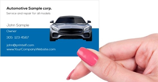 Hand holding business card -  Automotive tuner business card