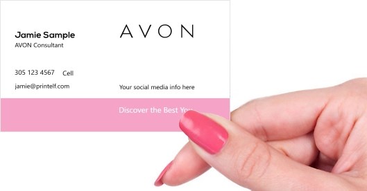 Hand holding business card -  AVON Consultant