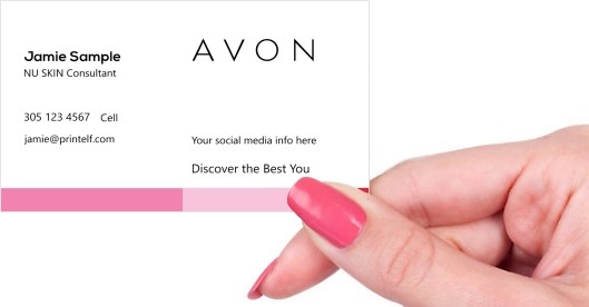 Hand holding business card -  AVON Cosmetics