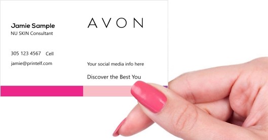 Hand holding business card -  AVON-Member