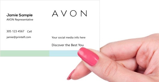 Hand holding business card -  AVON Representative