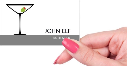 Hand holding business card -  Bartender business card