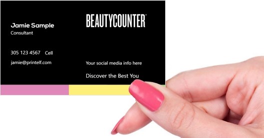 Hand holding business card -  Beautycounter Affiliate