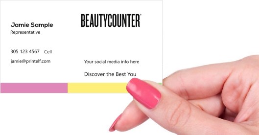 Hand holding business card -  Beautycounter Representative