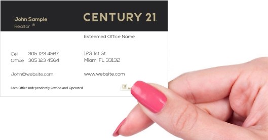 Hand holding business card -  Century 21 agent business card