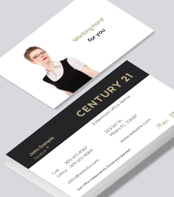  & Modern contemporary business card design - Century 21 agent business card