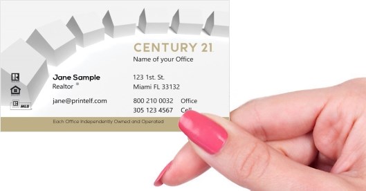 Hand holding business card -  Century 21 Associate Realtor business card