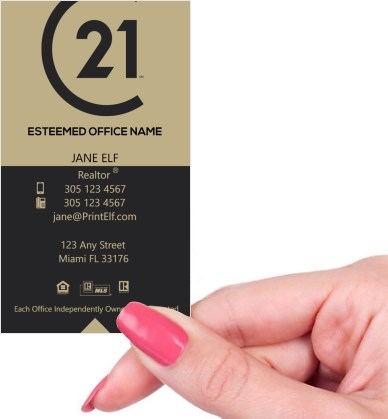 Hand holding business card -  Century 21 broker business card