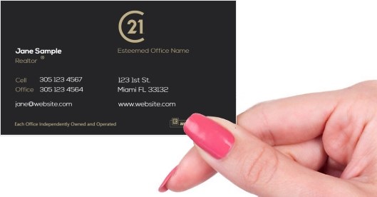 Hand holding business card -  Century 21 business card