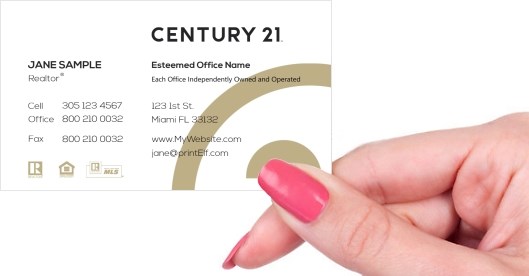 Hand holding business card -  Century 21 dream house business card