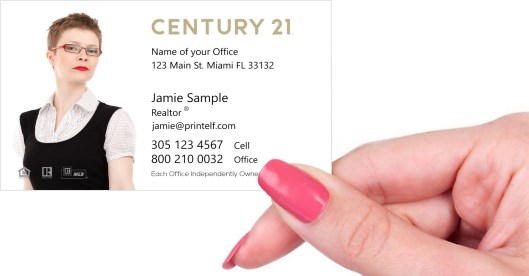 Hand holding business card -  Century 21 dwelling business card