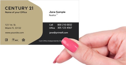 Hand holding business card -  Century 21 Realtor Affiliate business card