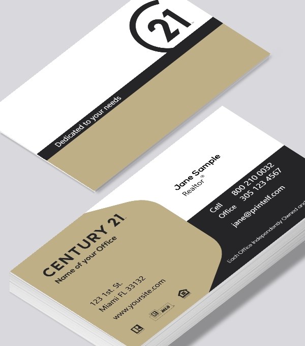  & Modern contemporary business card design - Century 21 Realtor Affiliate business card