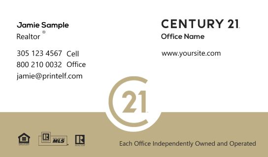 Modern design.Century 21 Realtor Agent business card