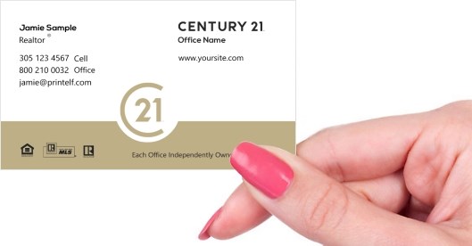 Hand holding business card -  Century 21 Realtor Agent business card