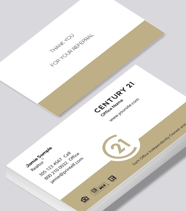  & Modern contemporary business card design - Century 21 Realtor Agent business card