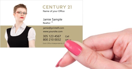 Hand holding business card -  Century 21 Realtor Broker business card