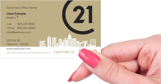 Hand holding business card -  Century 21 Realtor business card