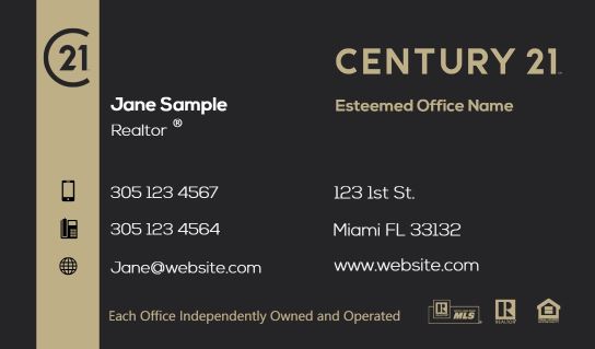 Modern design.Century 21 Residential and commercial business card for Agents and Realtors