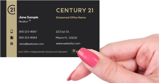 Hand holding business card -  Century 21 Residential business card