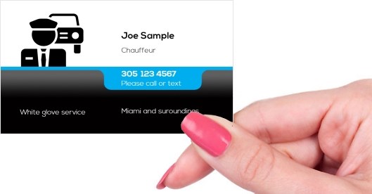 Hand holding business card -  Chauffeur business cards