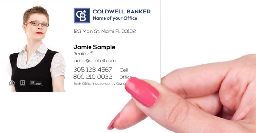 Hand holding business card -  Coldwell Banker Realtor Affiliate business card