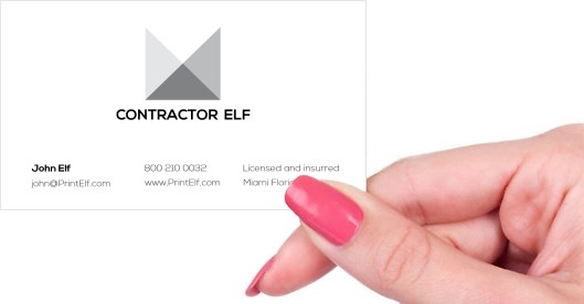 Hand holding business card -  Contractor business card