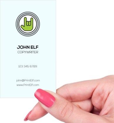 Hand holding business card -  Copywriter business card