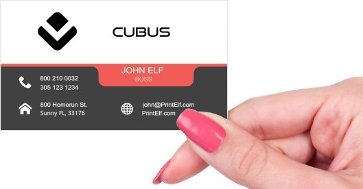 Hand holding business card -  Cubus consulting business card