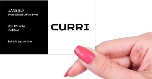 Hand holding business card -  CURRI with tips