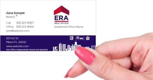 Hand holding business card -  ERA Real Estate modern business card