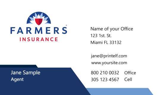 Modern design.Farmers Insurance  business cards clean cut look